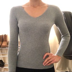 Grey Ribbed Long-sleeve